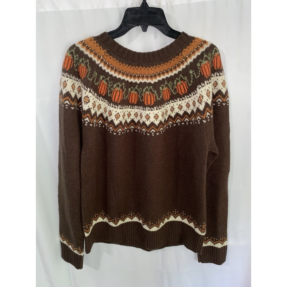 Kiel James Patrick Cozy Cabin Sweater Pumpkin Pullover Fair Isle Fall Women's XL - Picture 3 of 3